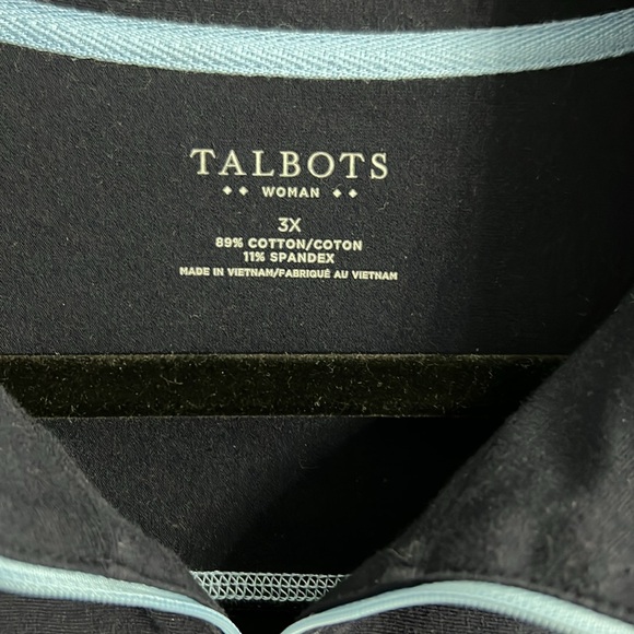 Talbots Navy Blue Pullover with Light Blue Trim - Picture 5 of 10